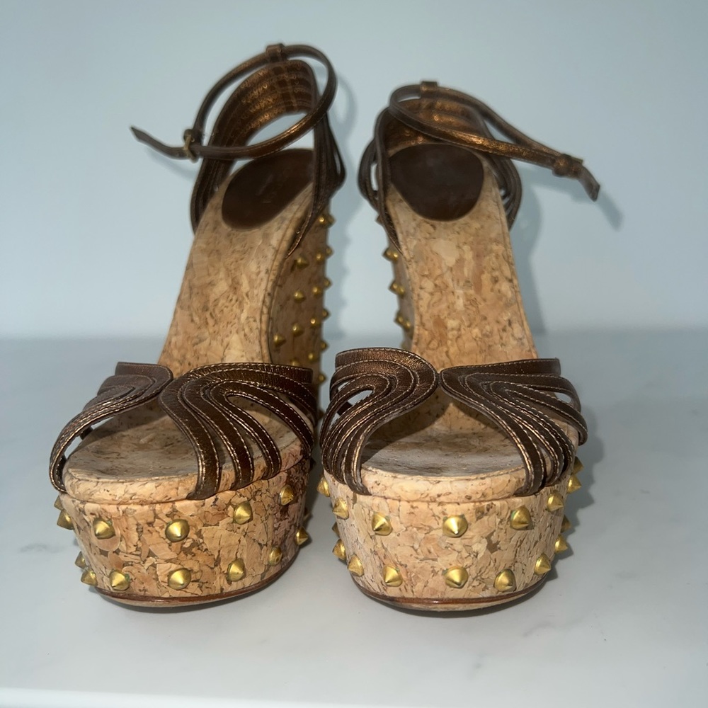 Gucci platform studded wedges